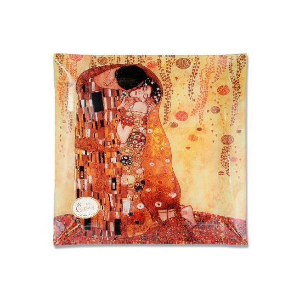 H.C.198-1151 Üvegtányér 30x30cm,Klimt:The Kiss