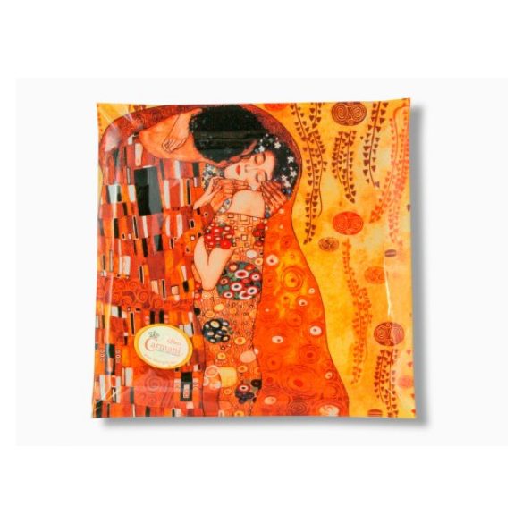 H.C.198-1231 Üvegtányér 25x25cm "Klimt: The Kiss"