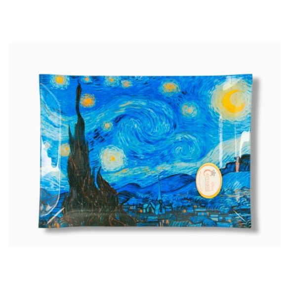 H.C.198-3002 Üvegtányér 20x28cm Van Gogh:Csillagos éj 