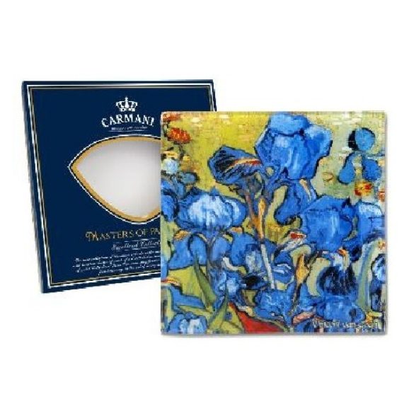 H.C.198-7305 Üvegtányér 13x13cm,Van Gogh:Íriszek