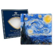H.C.198-7310 Üvegtányér 13x13cm,Van Gogh:Csillagos éj