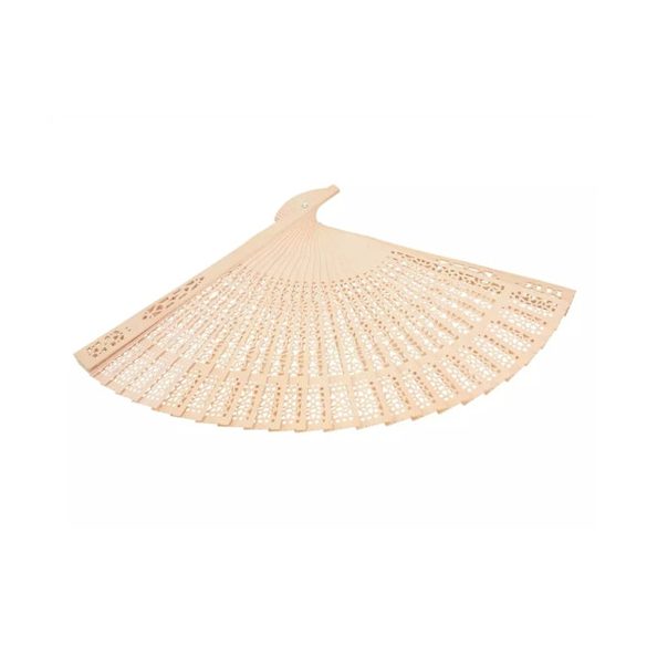 H.C.846-2013 Rácsos mintás legyező, 22cm, fa