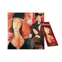   H.C.021-0531 Szemüvegtörlő kendő 20x20cm, Modigliani:Jeanne Hebuterne kalapban/Mario Varvogli