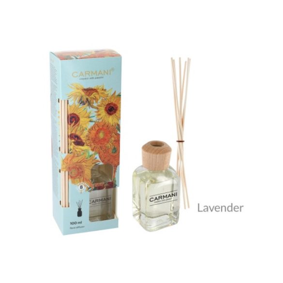 H.C.457-6402 Szobaillatosító 100ml-Van Gogh:Napraforgók dobozban rattanpálcikával,levendula