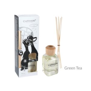 H.C.457-6601 Szobaillatosító 100ml-fekete macskás dobozban rattanpálcikával,Green Tea