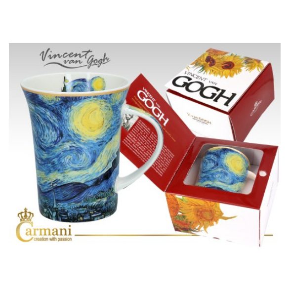 H.C.830-8115 Porcelánbögre Van Gogh dobozban, 350ml, Van Gogh: Csillagos éj