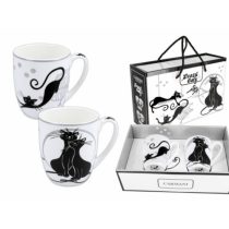   H.C.017-2603 Porcelán bögreszett 2 db-os, 400ml, fekete macskás