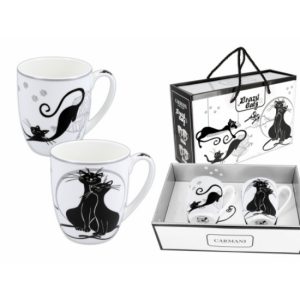 H.C.017-2603 Porcelán bögreszett 2 db-os, 400ml, fekete macskás