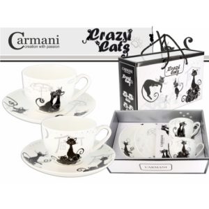 H.C.017-3102 Porceláncsésze+alj 250ml, 2 személyes szett,fekete macskás