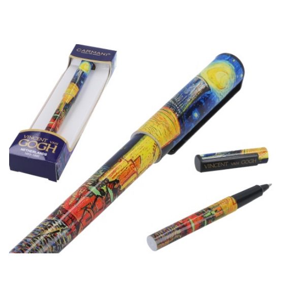 H.C.830-9009 Golyóstoll kupakkal, műanyag, Van Gogh: Kávéház éjjel