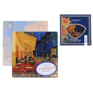 H.C.198-3309 Üveg poháralátét 10,5x10,5cm, Van Gogh: Kávéház éjjel