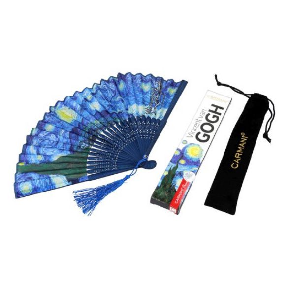 H.C.846-1021 Legyező 20cm, műanyag/polyester, Van Gogh:Csillagos éj