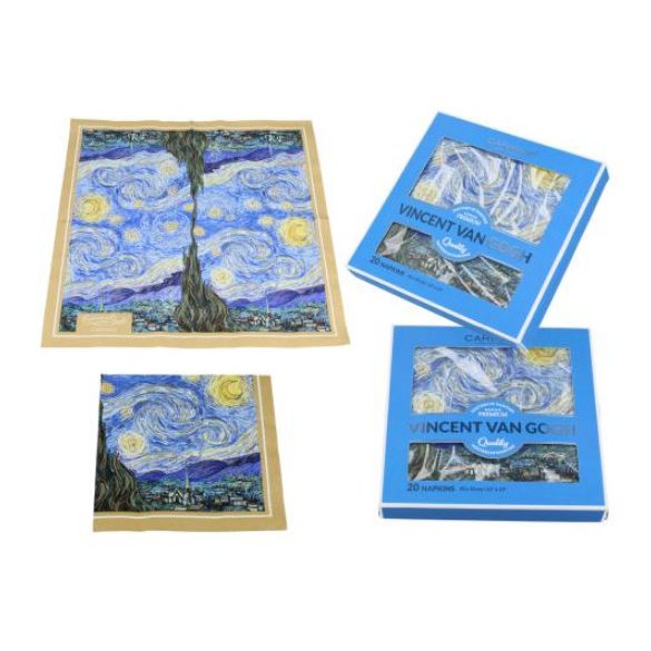 H.C.026-0104 Papírszalvéta 33x33cm,20db-os,Van Gogh: Csillagos éj
