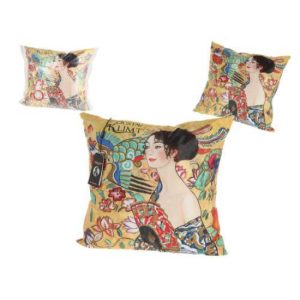 H.C.023-8004 Párna 45x45cm,polyester,Klimt: Hölgy legyezővel