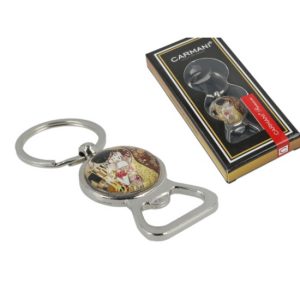 H.C.125-1001 Fém kulcstartó sörnyitóval, 8,3cm, Klimt:The Kiss