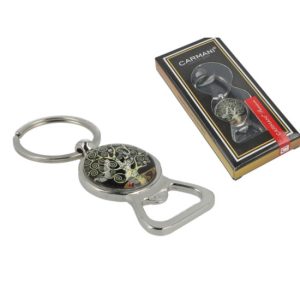 H.C.125-1002 Fém kulcstartó sörnyitóval, 8,3cm, Klimt:Életfa