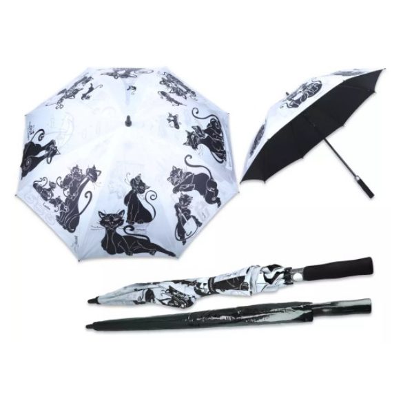 H.C.021-6630 Esernyő, Hossz: 93 cm, dia: 120 cm, Fekete Macska