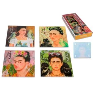 H.C.195-0450 Üveg poháralátét 4db-os szett, 10,5x10,5cm, Frida Kahlo vegyes