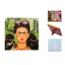   H.C.195-0402 Üveg poháralátét 10,5x10,5cm Frida Kahlo:Önarckép tövisnyaklánccal és kolibrivel