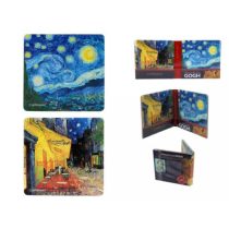   H.C.022-4022 Parafa poháralátét 2db-os szett 10,5x10,5cm, Van Gogh:Csillagos éj/Kávéház éjjel