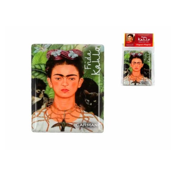 H.C.013-1041 Hűtőmágnes 50x70mm, Frida Kahlo:Önarckép tövisnyaklánc és kolibrivel