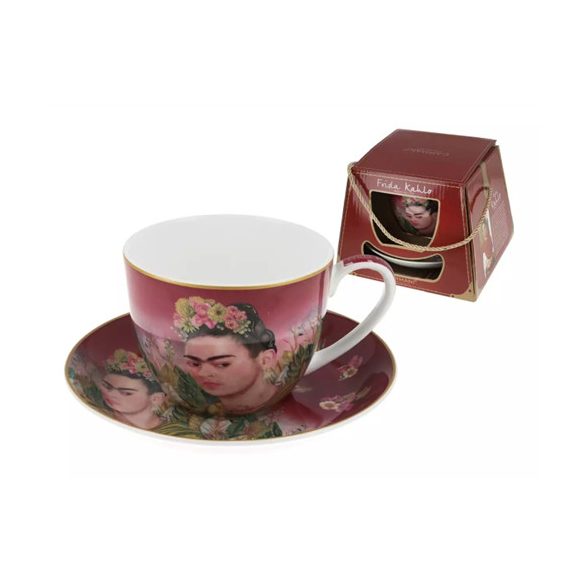 H.C.836-0102 Porceláncsésze+alj, 410ml, dobozban, Frida Kahlo