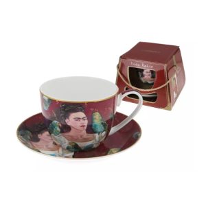 H.C.836-0103 Porceláncsésze+alj, 410ml, dobozban, Frida Kahlo