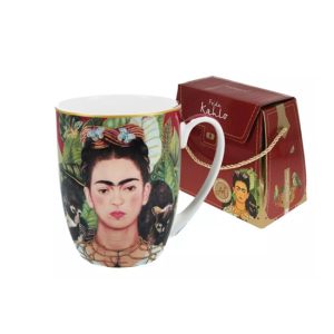 H.C.836-0001 Porcelánbögre 380ml, dobozban, Frida Kahlo: Önarckép tövisnyaklánccal, kolibrivel