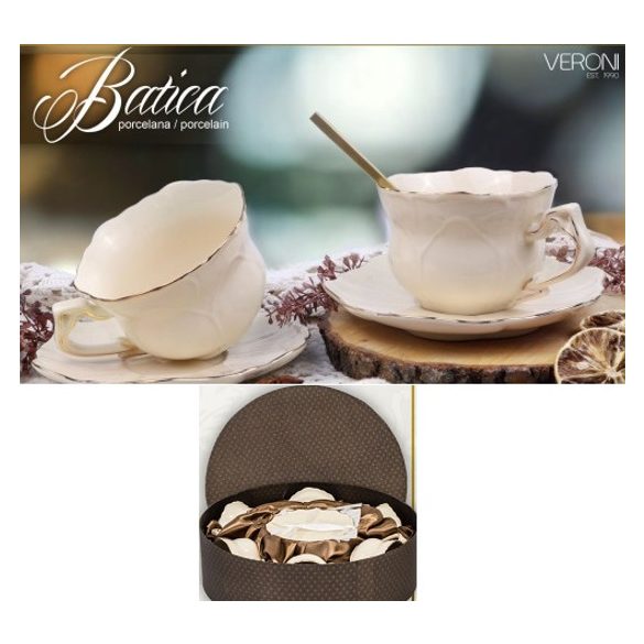 V.B.12548 Batica porceláncsésze+alj, 250ml, 6 személyes, dobozban