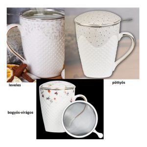 V.B.13019 Valentina porcelán teásbögre tetővel,fémszűrővel,430ml