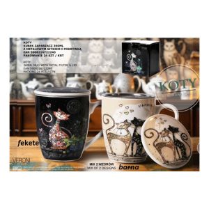 V.B.22240 Koty porcelánbögre tetővel, fémszűrővel, 360ml