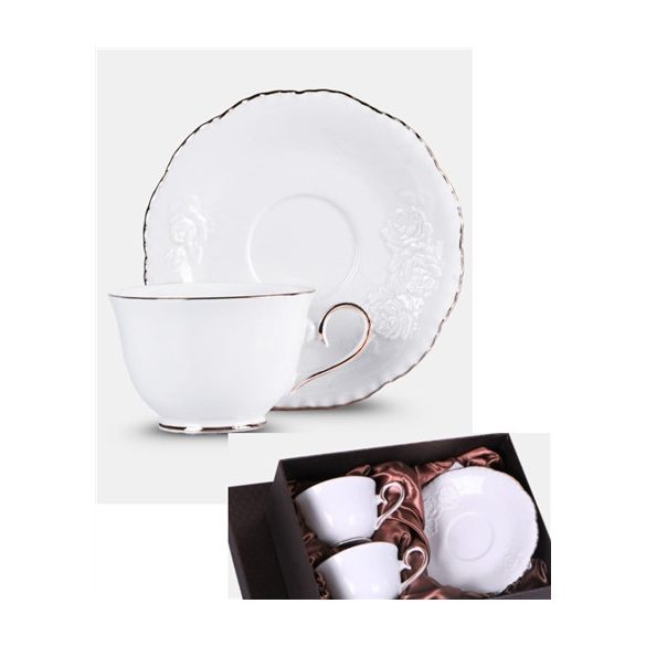 V.B.23582 Bella Rosa porceláncsésze+alj, 250ml, 2 személyes, dobozban