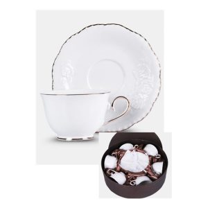 V.B.23599 Bella Rosa porceláncsésze+alj, 250ml, 6 személyes, dobozban