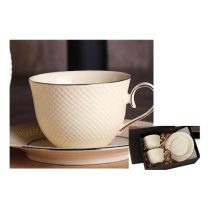   V.B.20321 Puccini porceláncsésze+alj, krém, 2 személyes, 250ml, dobozban
