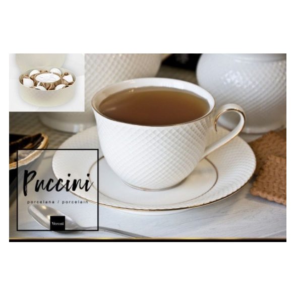 V.B.08848 Puccini porceláncsésze+alj ,250ml,6 személyes,dobozban