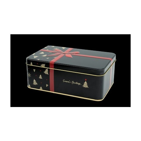 T.B.XMS865 Fémdoboz karácsonyi csomag,dombornyomott,fekete, 192x127x75mm