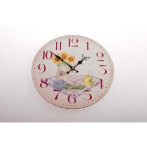 DAK.HLCK5012 Óra napraforgó kockás terítőn,34cm,fa