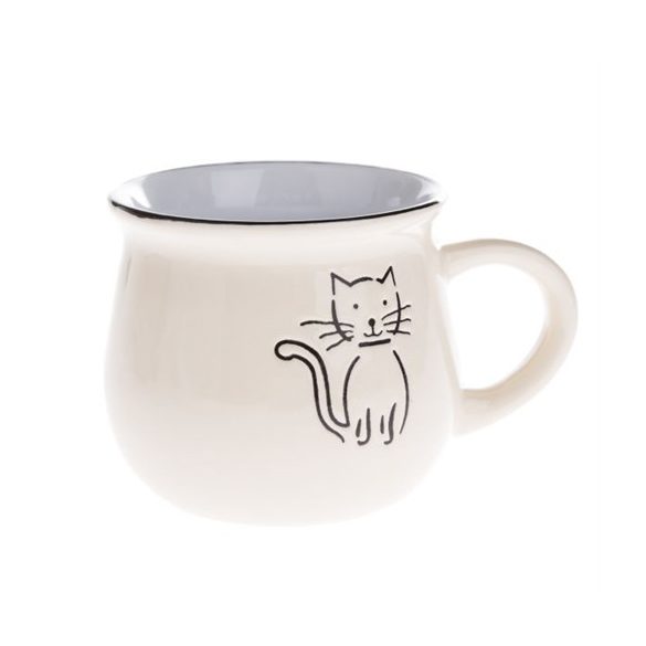 DAK.KK5050 Kerámiabögre rajzos cicás, 368ml, krém