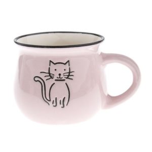 DAK.KK5051 Kerámiabögre rajzos cicás 368ml,rózsaszín