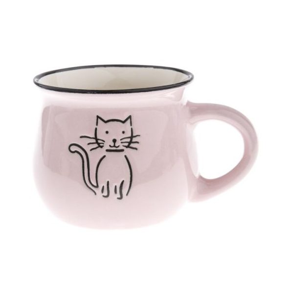 DAK.KK5051 Kerámiabögre rajzos cicás 368ml,rózsaszín