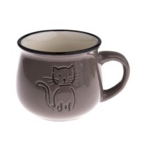 DAK.KK5058 Kerámiabögre rajzos cicás, 213ml, taupe