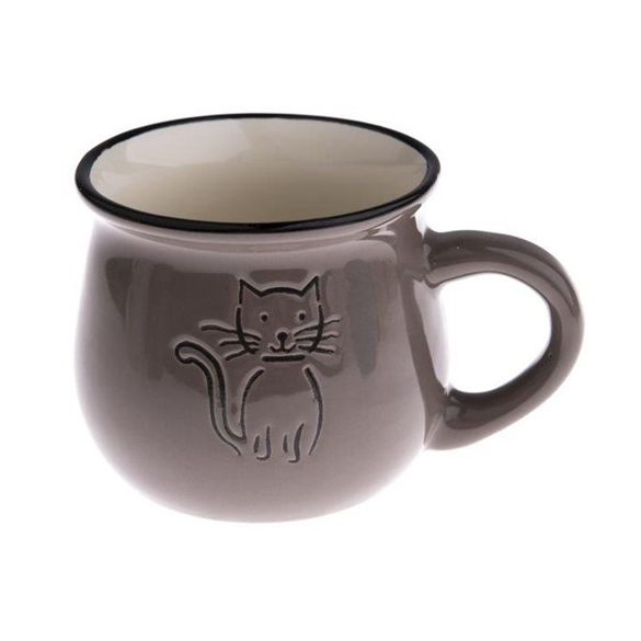 DAK.KK5093 Kerámia eszpresszóbögre rajzos cicás, 75ml, taupe