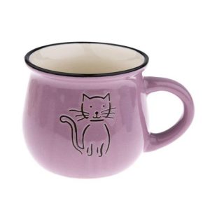 DAK.KK5094 Kerámia eszpresszóbögre rajzos cicás, 75ml, lila