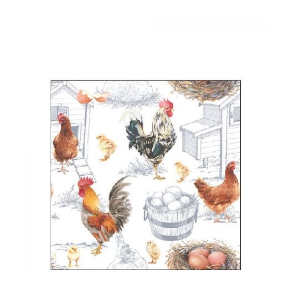 AMB.12515875 Chicken Farm papírszalvéta 25x25cm, 20db-os