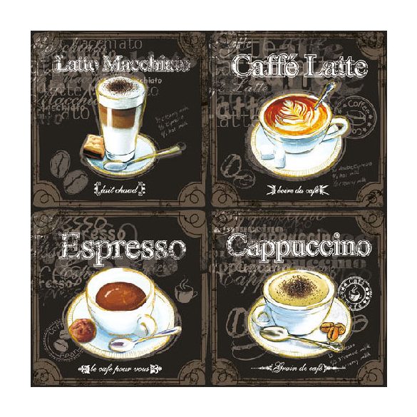 AMB.13308250 Types Of Coffee papírszalvéta 33x33cm,20db-os