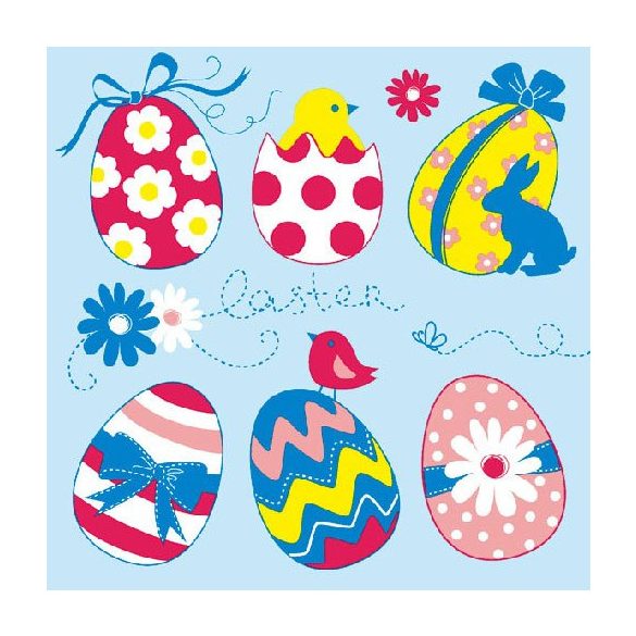 AMB.23301542 Easter Eggs Collection blue papírszalvéta 33x33cm,20db-os