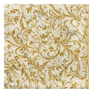 AMB.13307385 Elegance Damask cream gold dombornyomott papírszalvéta 33x33cm,15db-os