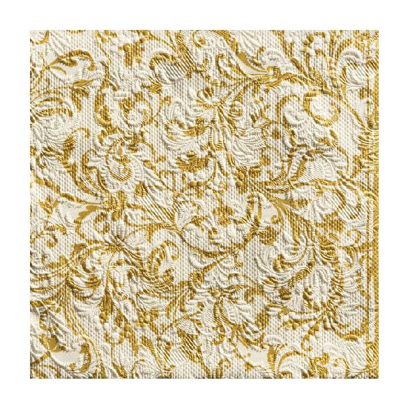 AMB.13307385 Elegance Damask cream gold dombornyomott papírszalvéta 33x33cm,15db-os