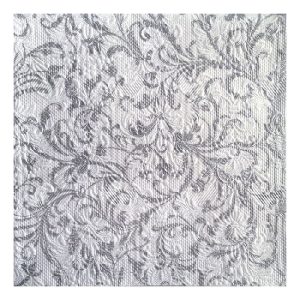 AMB.13307386 Elegance Damask white silver dombornyomott papírszalvéta 33x33cm,15db-os