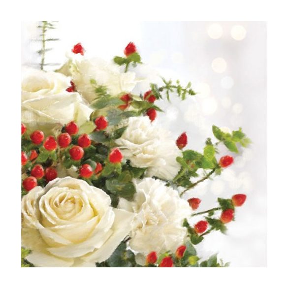 AMB.33304905 Christmas Roses papírszalvéta 33x33cm,20db-os